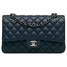 Chanel-Chanel Blue Medium Classic Lambskin Double Flap-Blue,Navy blue