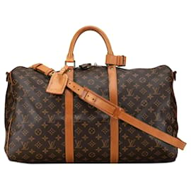 Louis Vuitton-Louis Vuitton Brown Monograma Keepall Bandouliere 50-Marrom