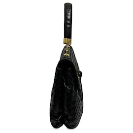 Bottega Veneta-Bottega Veneta Black Intrecciato Flap Handbag-Black