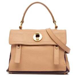 Yves Saint Laurent-Yves Saint Laurent Brown Small Leather Muse Two Bag-Brown,Beige