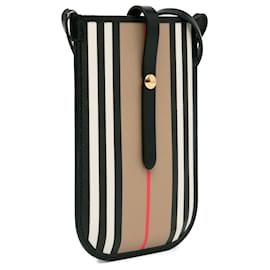 Burberry-Burberry Brown Icon Stripe Anne Phone Holder Crossbody-Brown,Beige