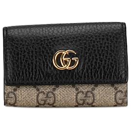 Gucci-Portachiavi Gucci GG Marmont e GG Supreme 6 marroni-Marrone,Beige