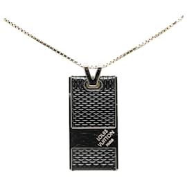 Louis Vuitton-Collier pendentif Louis Vuitton en argent Damier Graphite-Argenté