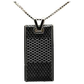 Louis Vuitton-Louis Vuitton Silver Damier Graphite Pendant Necklace-Silvery