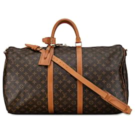 Louis Vuitton-Louis Vuitton Brown Monogram Keepall Bandouliere 55-Brown