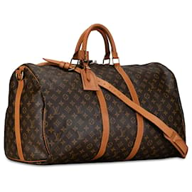 Louis Vuitton-Louis Vuitton Brown Monogram Keepall Bandouliere 55-Brown