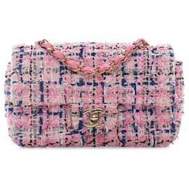 Chanel-Chanel Pink Mini Rectangular Classic Tweed Flap-Pink