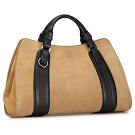 Loewe-LOEWE Brown Anagram Suede Handbag-Brown