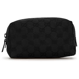 Gucci-Gucci Black GG Canvas Pouch-Black