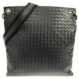 Bottega Veneta-Bottega Veneta Black Intrecciato Crossbody -Black