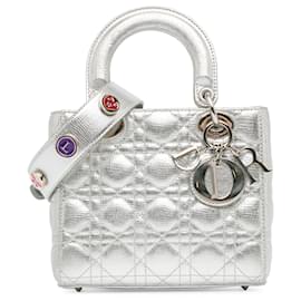 Dior-Dior Silver Small Calfskin Cannage My ABCDior Lady Dior-Silvery