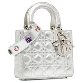 Dior-Dior Silver Small Calfskin Cannage My ABCDior Lady Dior-Silvery