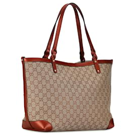 Gucci-Sac cabas artisanal en toile GG marron moyen Gucci-Marron,Beige