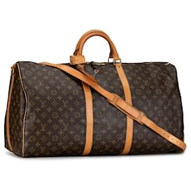 Louis Vuitton-Louis Vuitton Brown Monogram Keepall Bandouliere 60-Brown