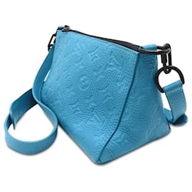 Louis Vuitton-Louis Vuitton Messager Triangle Taurillon Monogramme Bleu-Bleu,Turquoise