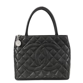 Chanel-Chanel Black Caviar Medallion Tote-Black