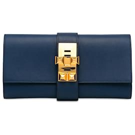 Hermès-Hermès Clutch azul Swift Medor 23-Azul,Azul marino