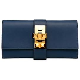Hermès-Hermès Pochette Swift Medor Bleue 23-Bleu,Bleu Marine