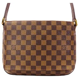 Louis Vuitton-Louis Vuitton Brown Damier Ebene Musette Tango Long Strap-Other,Dark brown