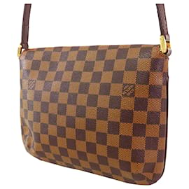 Louis Vuitton-Louis Vuitton Brown Damier Ebene Musette Tango Long Strap-Other,Dark brown