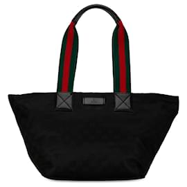 Gucci-Bolso tote de tela de nylon negro GG de Gucci-Negro