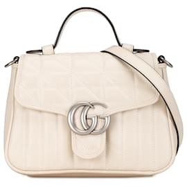 Gucci-Bolso con asa superior Gucci Brown Mini GG Marmont Aria Matelasse-Castaño,Otro