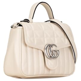 Gucci-Gucci Braune Mini GG Marmont Aria Matelassé-Tasche mit Henkel-Braun,Andere