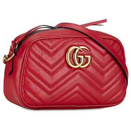 Gucci-Petit sac à bandoulière rouge Gucci GG Marmont Matelasse-Rouge