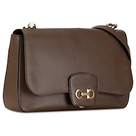 Salvatore Ferragamo-Ferragamo Brown Leather Bree Shoulder Bag-Brown