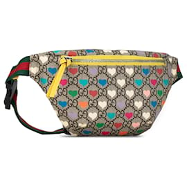 Gucci-Gucci Brown GG Supreme Kids Hearts Belt Bag-Brown,Beige