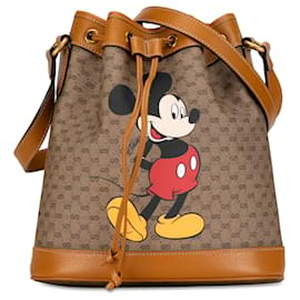 Gucci-Gucci Brown Micro GG Supreme Mickey Mouse Bucket Bag-Brown,Beige