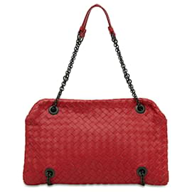 Bottega Veneta-Bottega Veneta Red Intrecciato Nappa Duo Shoulder Bag-Red