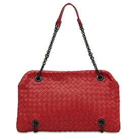 Bottega Veneta-Bolsa de ombro Bottega Veneta Red Intrecciato Nappa Duo-Vermelho