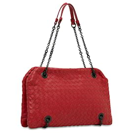 Bottega Veneta-Bottega Veneta Red Intrecciato Nappa Duo Shoulder Bag-Red