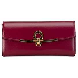 Salvatore Ferragamo-Salvatore Ferragamo Cartera larga de cuero Gancini Cartera larga de cuero JP-22 D150 en buen estado-Otro