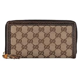 Gucci-Gucci GG Canvas Bamboo Tassel Zip Around Wallet Canvas Long Wallet 224253 in Good condition-Other