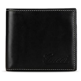 Gucci-Portefeuille à deux volets en cuir Gucci Portefeuille court en cuir 170382 en bon état-Autre