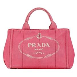 Prada-Prada Canapa Logo Mini Sac à main en toile Sac à main 1BG439 en excellent état-Autre