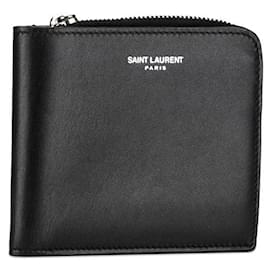 Yves Saint Laurent-Yves Saint Laurent Cartera de cuero con cremallera Cartera corta de cuero 556268 en buen estado-Otro