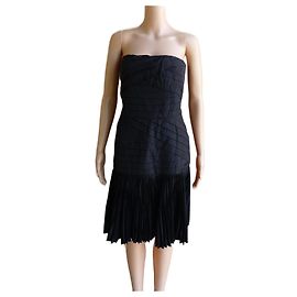 Robe bustier Lanvin noire en soie et acétate plissée Noir