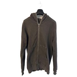 Sudadera con capucha vintage de Rick Owens con cremallera completa. Marrón oscuro