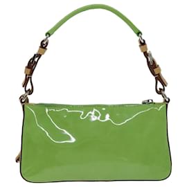 Prada-PRADA Shoulder Pouch Enamel Green Auth 74453-Green