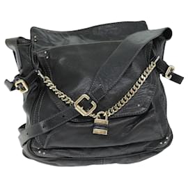 Chloé-Chloe Bolsa de Ombro Couro Preto Auth ar11856-Preto