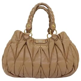 Miu Miu-Bolsa de mão Miu Miu Materasse Couro 2way Bege Auth bs14259-Bege