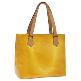 Louis Vuitton-LOUIS VUITTON Monogram Vernis Houston Hand Bag Lime Yellow M91055 LV Auth 74509-Other