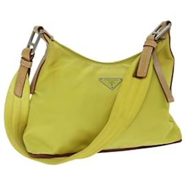 Prada-PRADA Shoulder Bag Nylon Yellow Auth 75118-Yellow