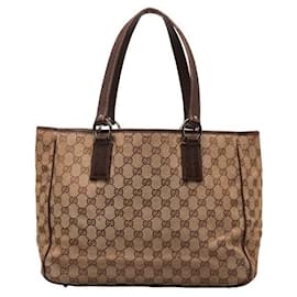 Gucci-La bolsa de asas de lona GG-Castaño