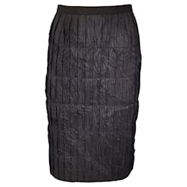 Autre Marque-Dolce & Gabbana Brown Pleated Crinkled Silk Skirt-Brown