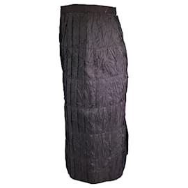 Autre Marque-Dolce & Gabbana Brown Pleated Crinkled Silk Skirt-Brown