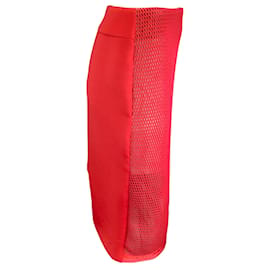 Autre Marque-Sukeina Red / Beige Mesh Lattice Skirt-Red